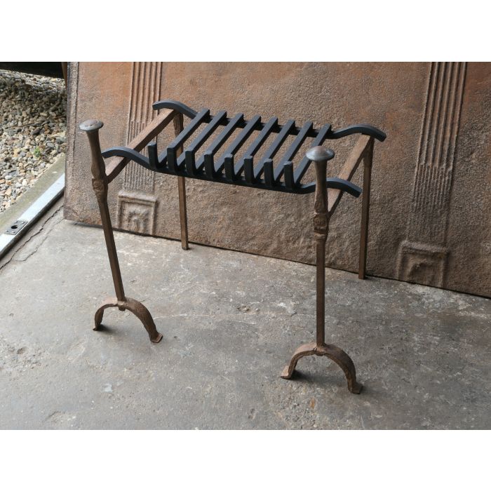 Antique Fireplace Log Grate made of Wrought iron, Bronze 