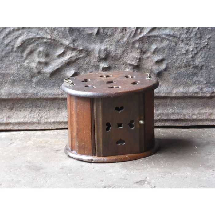Antique Foot Stove made of Brass, Wood 
