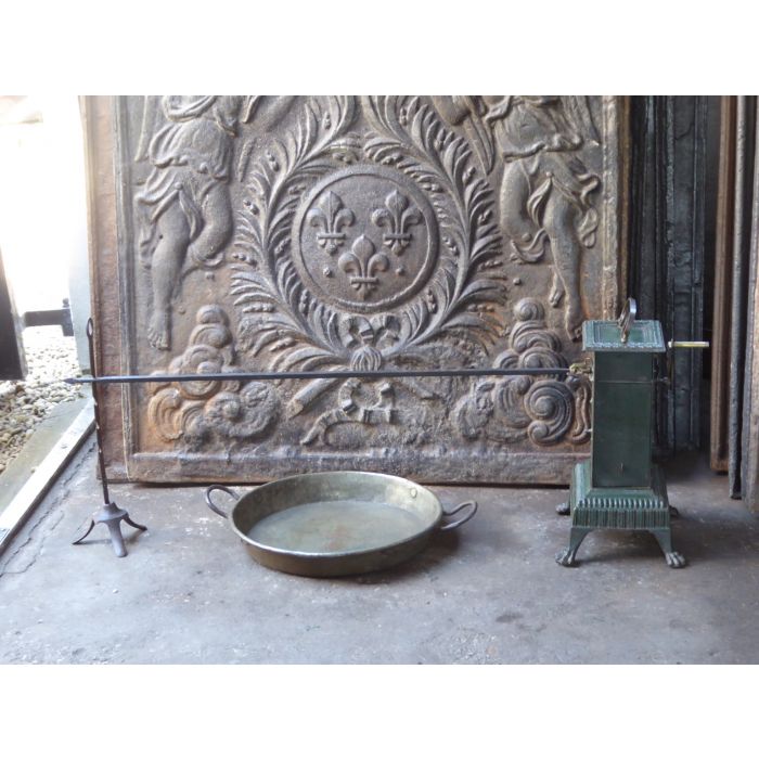 Large Antique Roasting Jack made of Cast iron, Wrought iron, Brass, Polished copper 