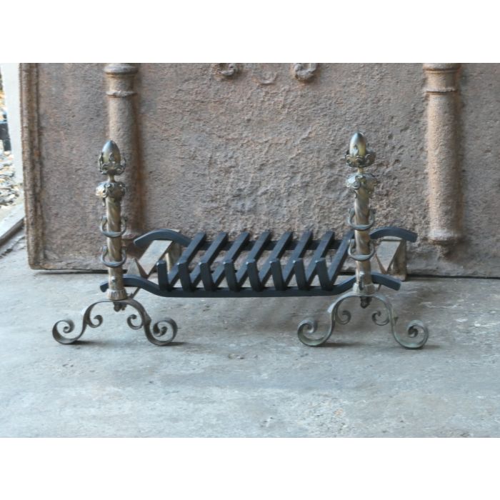 Antique French Fire Basket made of Wrought iron, Brass 