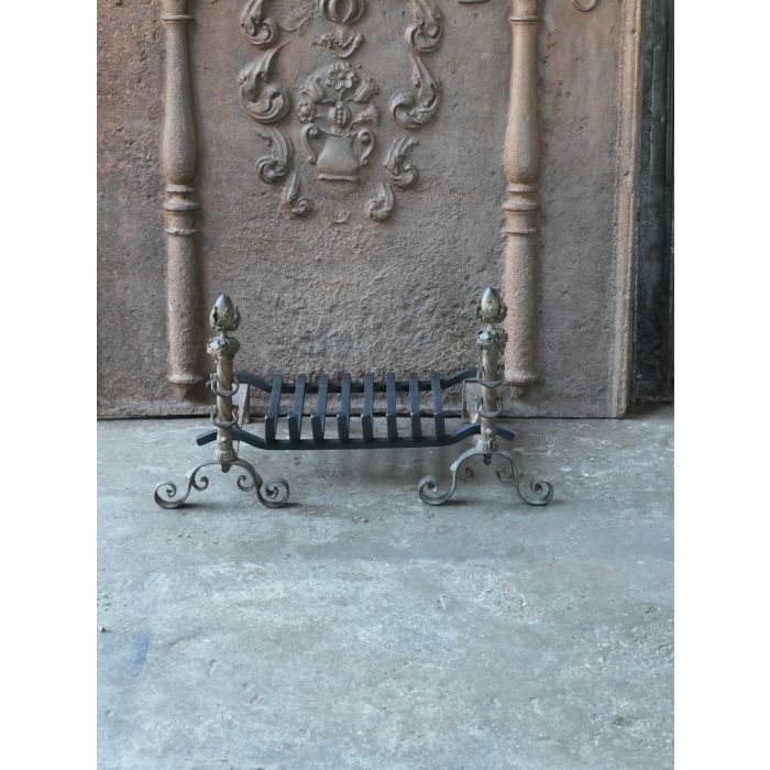 Antique French Fire Basket made of Wrought iron, Brass 