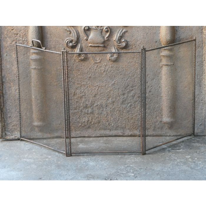 Rustic Antique Fireplace Screen made of Brass, Iron mesh, Iron 