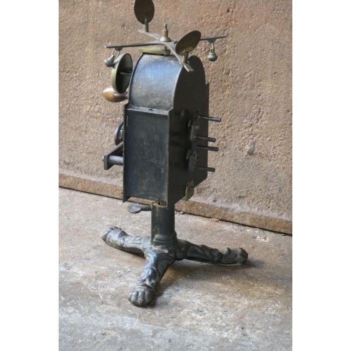 Antique Clockwork Roasting Jack made of Cast iron, Wrought iron, Brass 
