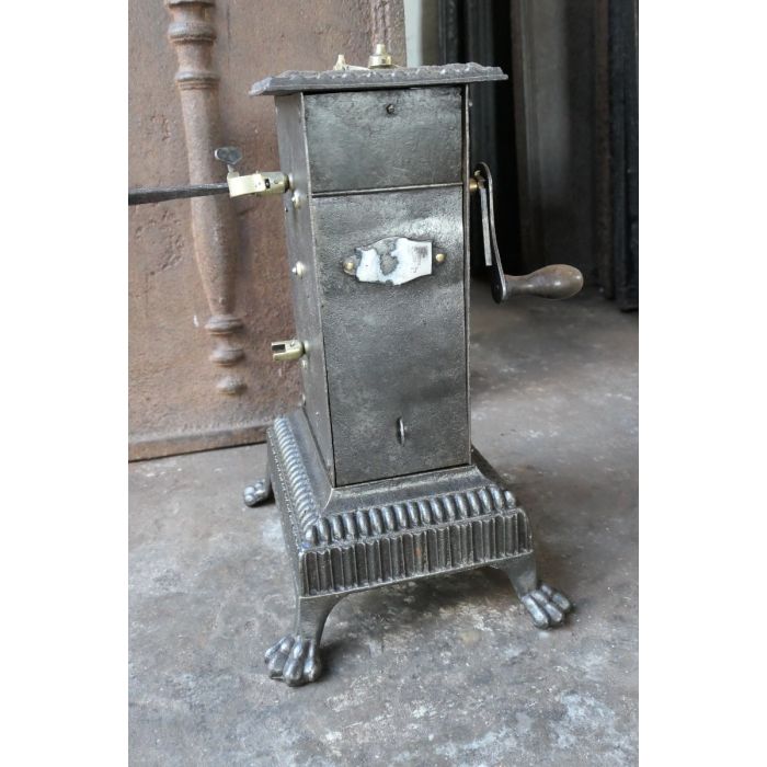 Antique Clockwork Roasting Jack made of Cast iron, Wrought iron, Brass, Copper, Wood 