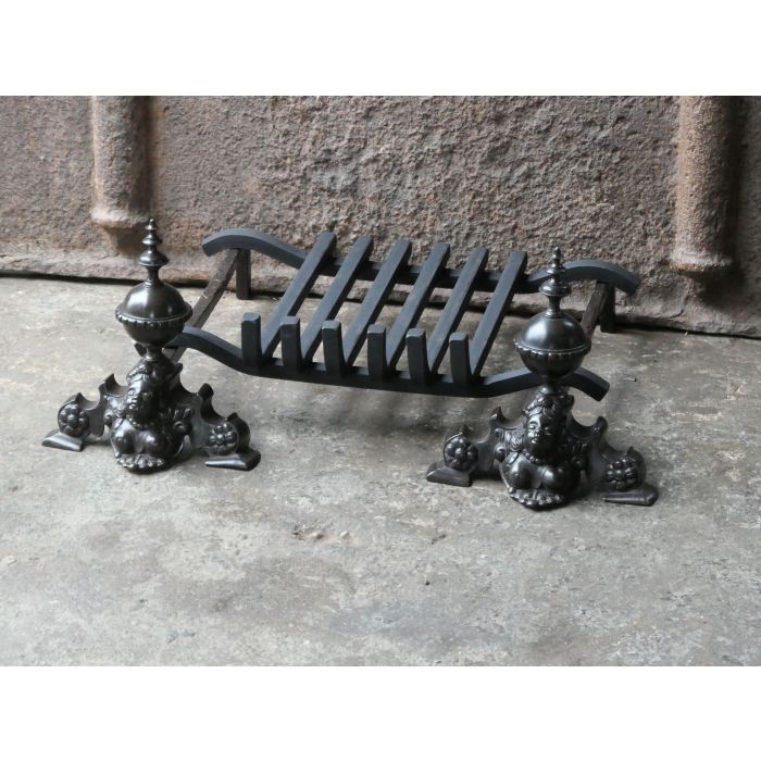 English Fireplace Basket made of Wrought iron, Brass 