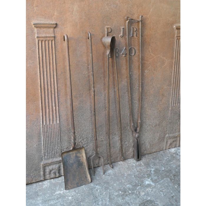 Large French Fireplace Tools made of Wrought iron 