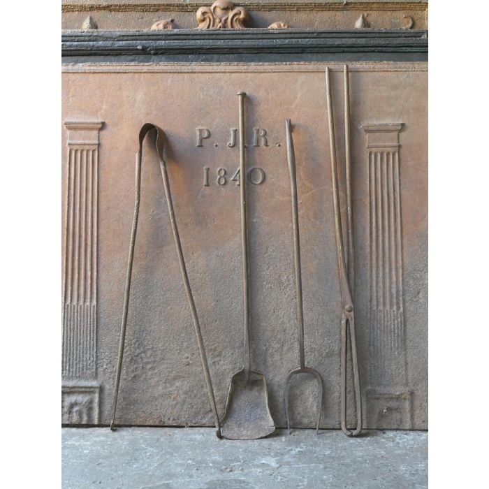 Large French Fireplace Tools made of Wrought iron 