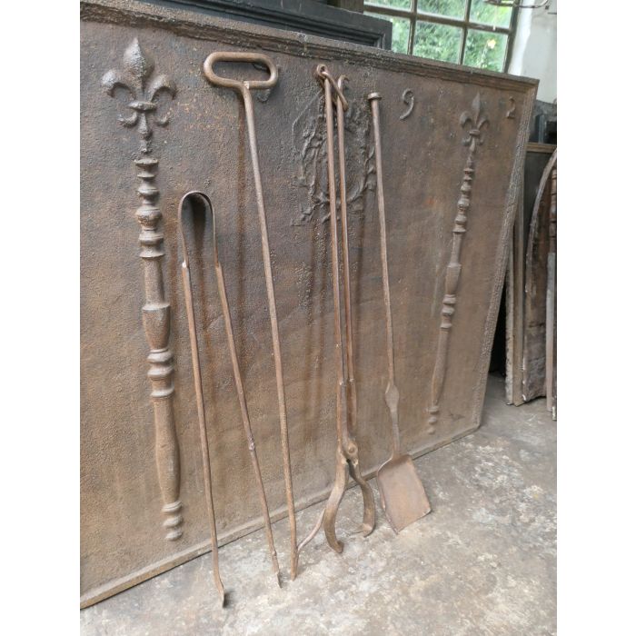 Large French Fireplace Tools made of Wrought iron 