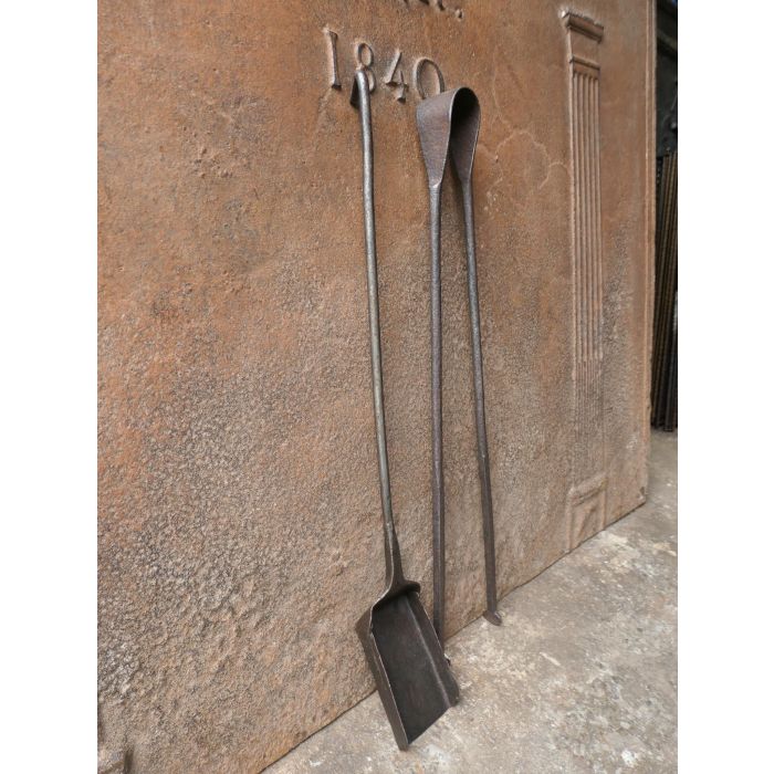 Antique French Fireplace Tools made of Wrought iron 