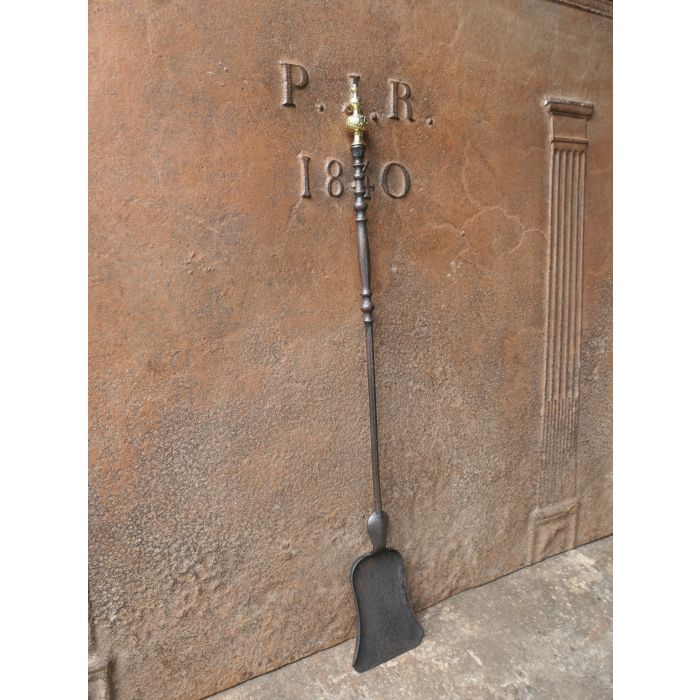 Antique Fireplace Shovel made of Wrought iron, Polished brass 