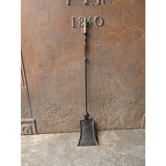 Antique Fireplace Shovel made of Wrought iron, Polished brass 