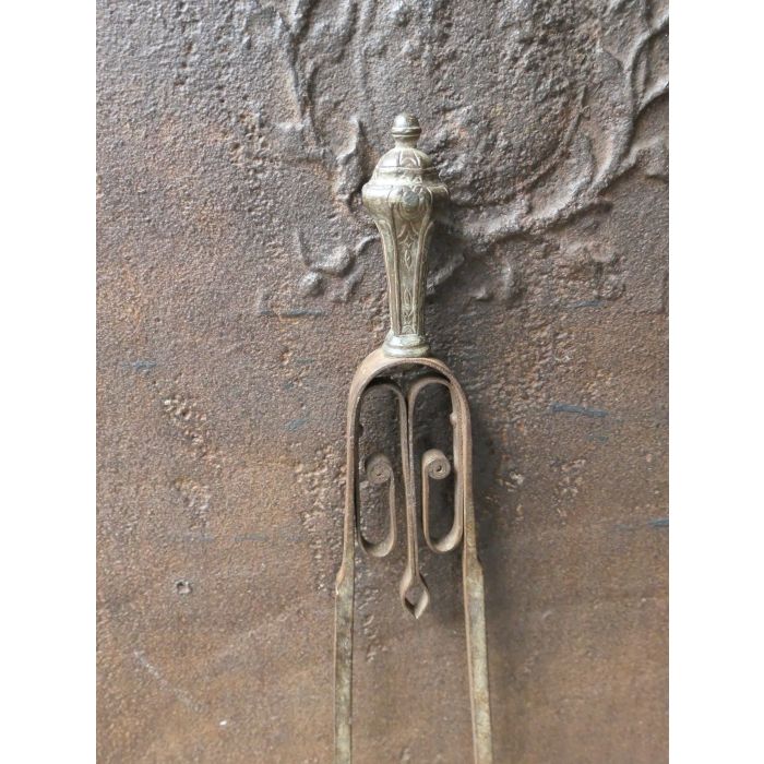 Art Deco Fire Tongs made of Wrought iron, Bronze 