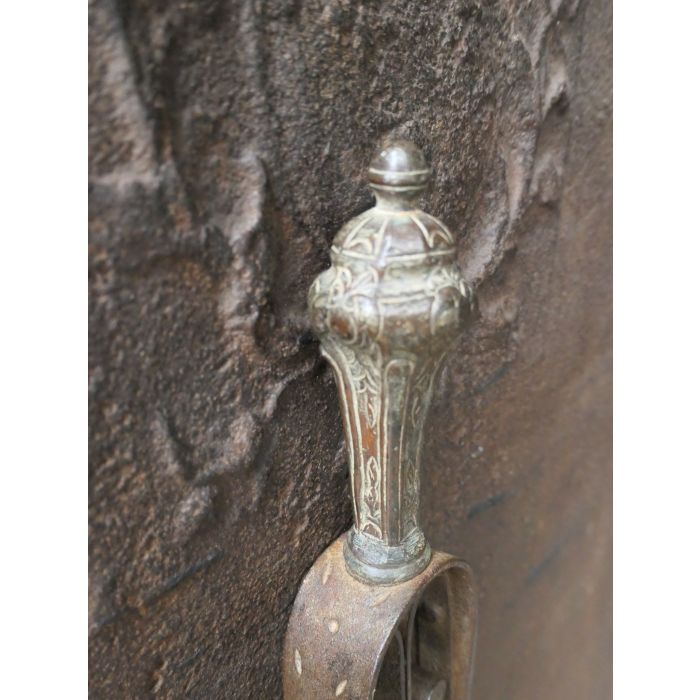 Art Deco Fire Tongs made of Wrought iron, Bronze 