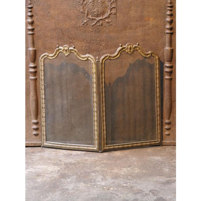 Bouhon Frères Fire Screen made of Brass, Iron mesh, Iron 