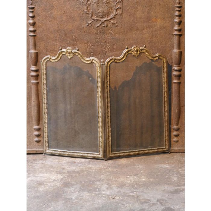 Bouhon Frères Fire Screen made of Brass, Iron mesh, Iron 