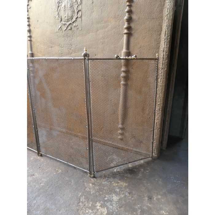 Antique French Fire Screen made of Brass, Iron mesh, Iron 