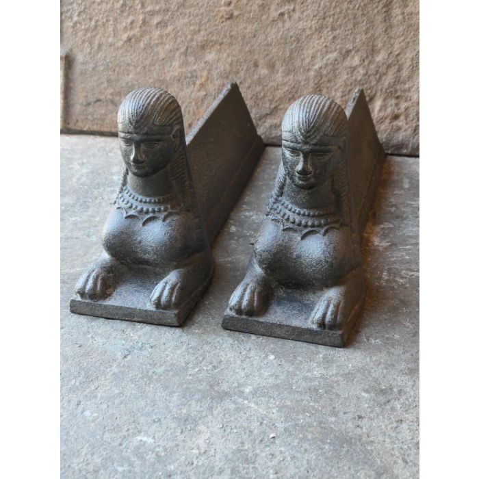 Sphinx Andirons x2560 | Charles Nijman Fireplace Antiques