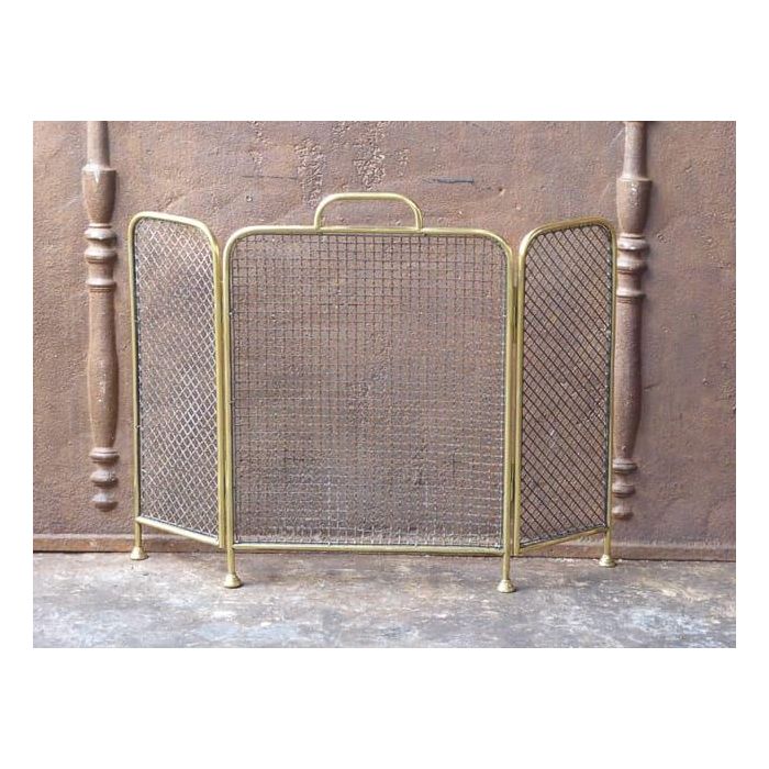 Polished Brass Fire Screen P0551 Charles Nijman Fireplace Antiques