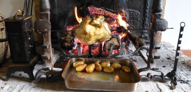 Antique roasting jack for fireplace