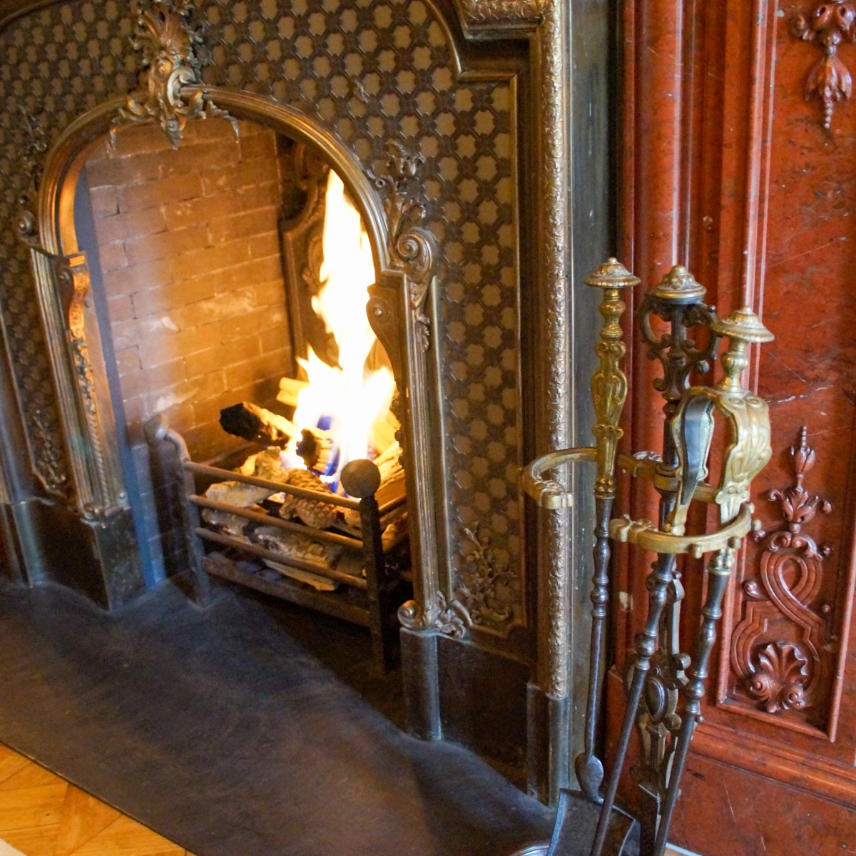 Antique fireplace with its accessories