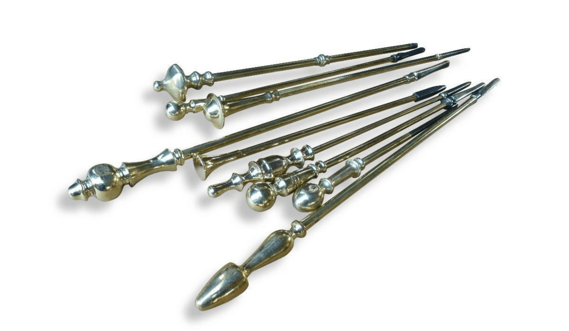 Polished English fire pokers