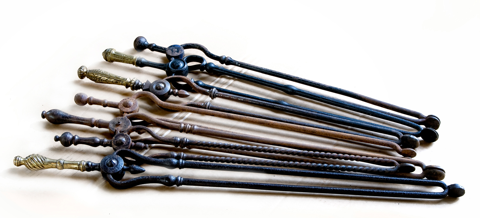 English antique fireplace tongs
