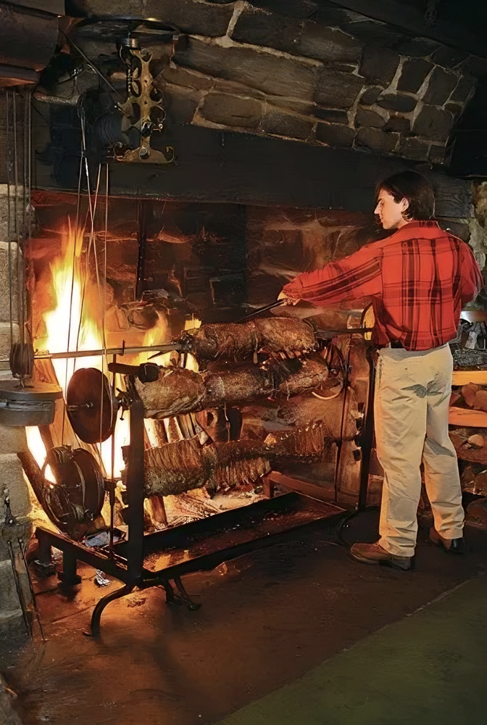 Grilling in the open fireplace