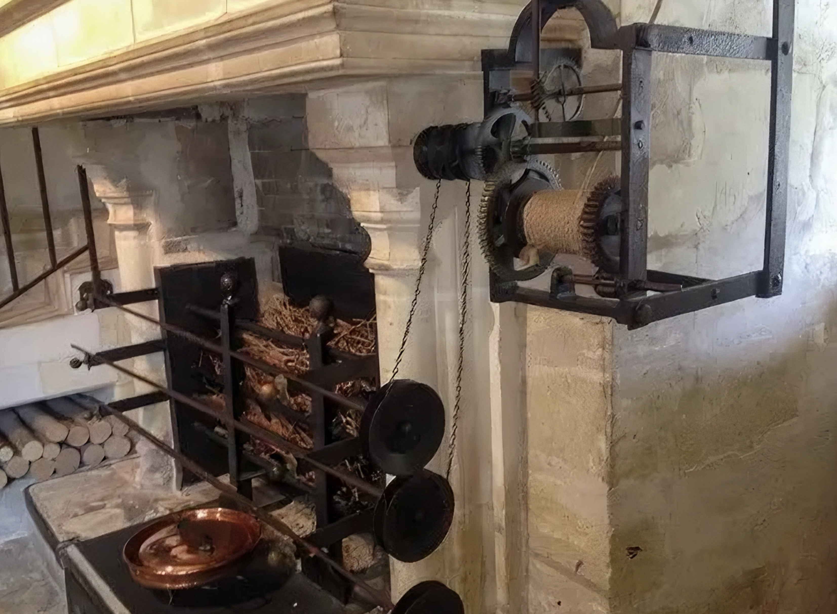 Weight-driven spit jacks in Chenonceau