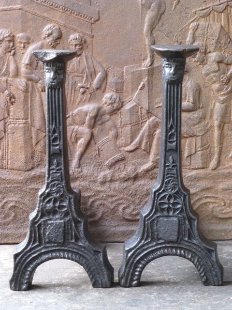 Gothic fireplace andirons